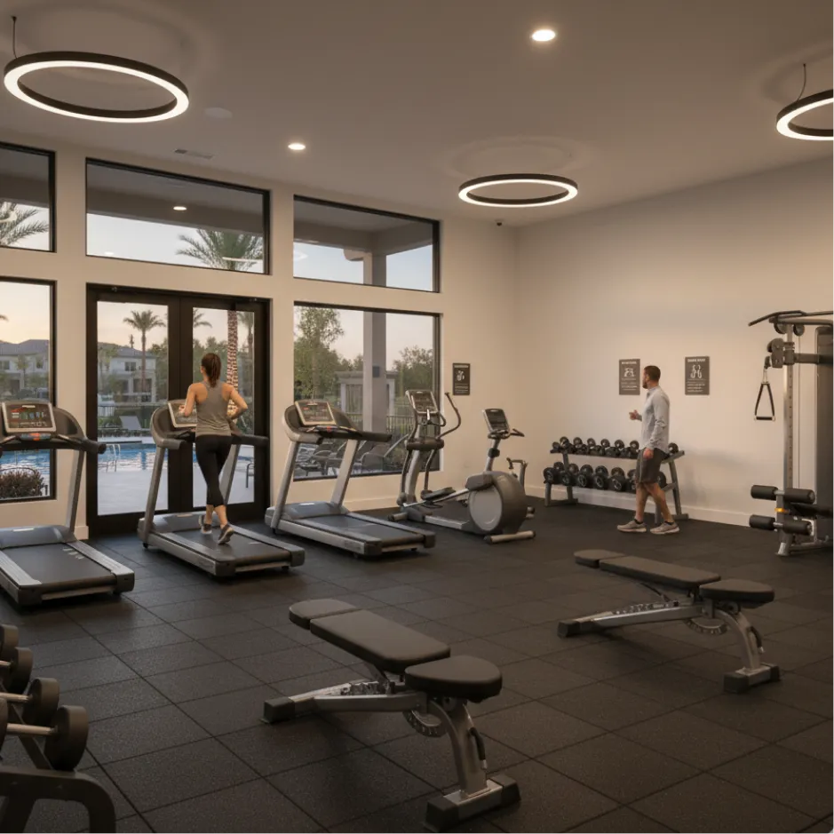 Community fitness center with cardio and strength equipment