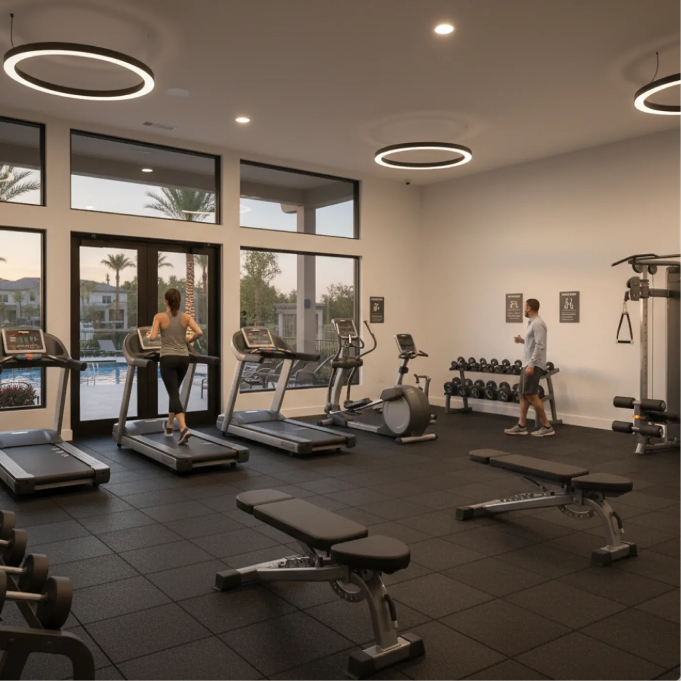 Community fitness center with cardio and strength equipment